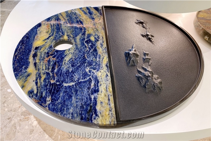 Blue Sodalite Stone Tea Tray Teaboard Craft