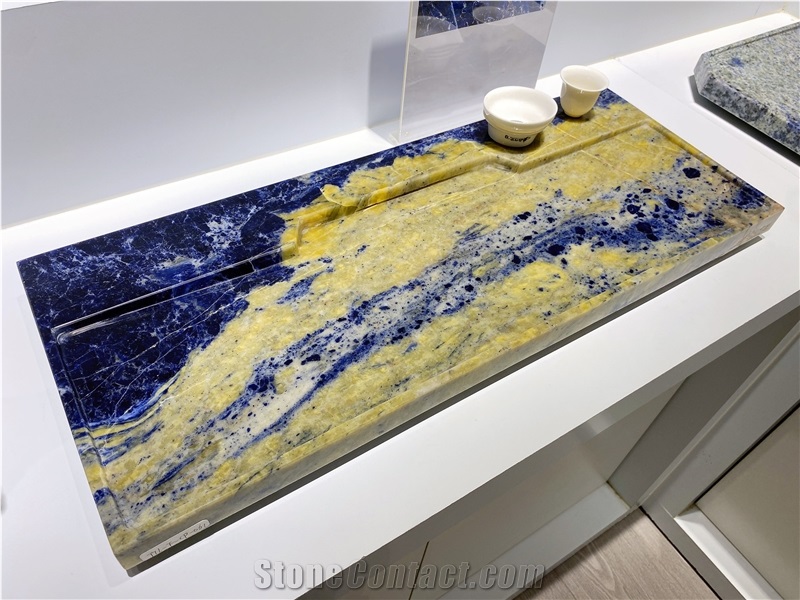 Blue Sodalite Stone Tea Tray Teaboard Craft