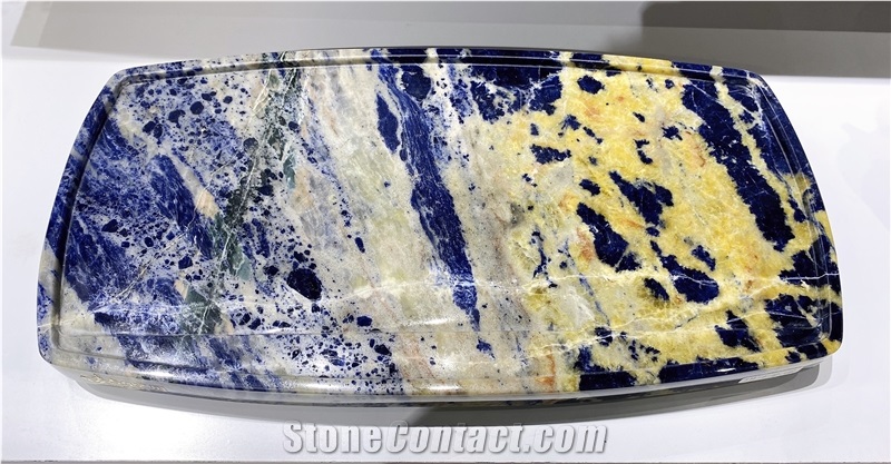 Blue Sodalite Stone Tea Tray Teaboard Craft