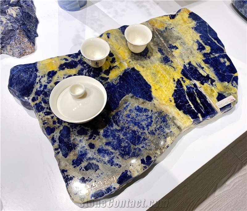 Blue Sodalite Stone Tea Tray Teaboard Craft