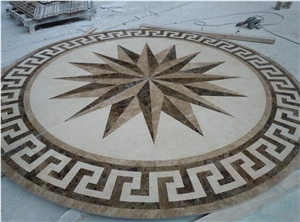 Compass Floor Medallion Waterjet Custom Flooring Design