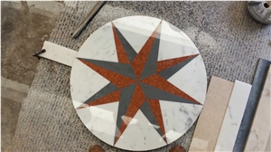 Compass Floor Medallion Waterjet Custom Flooring Design