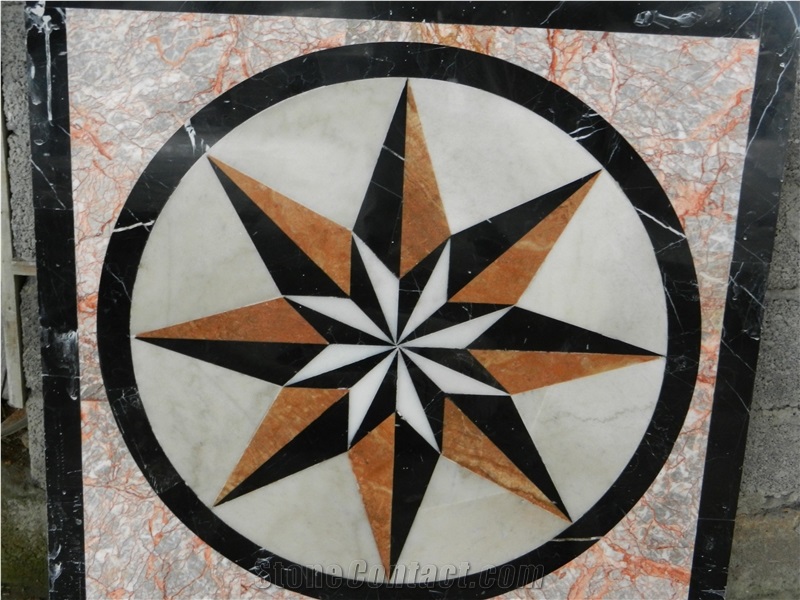 Compass Floor Medallion Waterjet Custom Flooring Design