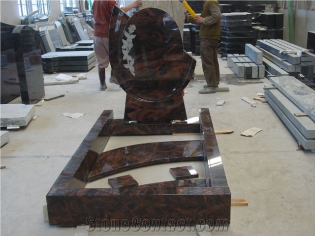 European  Aurora Red Granite Headstone Gravestone Monuments