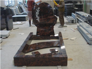European  Aurora Red Granite Headstone Gravestone Monuments