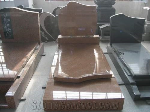 European  Aurora Red Granite Headstone Gravestone Monuments