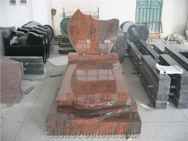 European  Aurora Red Granite Headstone Gravestone Monuments