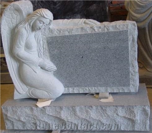 G603 Light Grey Granite Monuments/Headstone With Angels