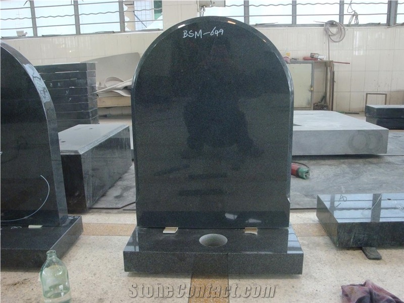 G654 Dark  Granite Monument Tombstone Headstone Round Top