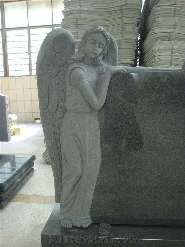 G654 Dark  Granite Monument Tombstone Headstone Round Top
