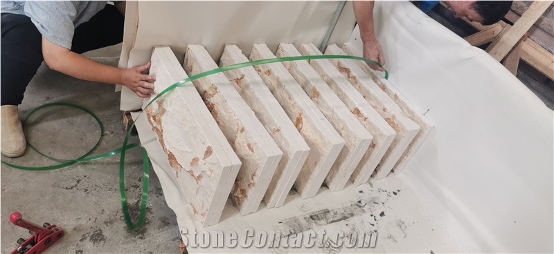 Galala Beige Marble Mushroom Tile Split Finish Wall Stone