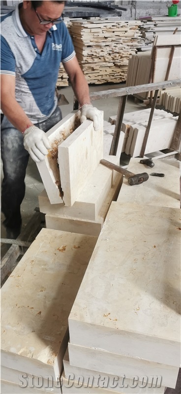 Galala Beige Marble Mushroom Tile Split Finish Wall Stone