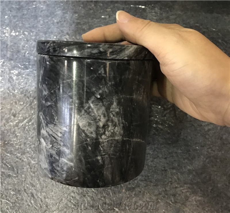 Grey Marble Cotton Swab Holder Stone Marble Accessories