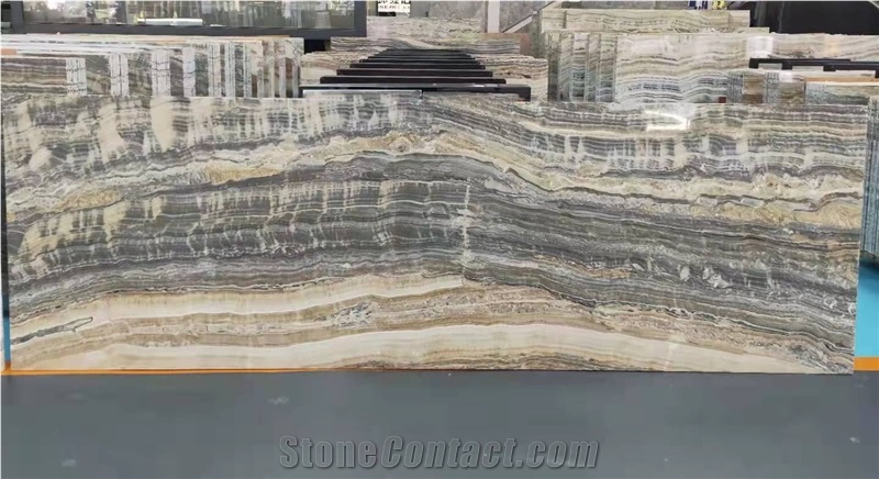 Grey Onyx Slab-Dark Color Slab
