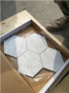 Italy Carrara 6" Hexagon Mosaic Marble Mosaic Big Hexagon