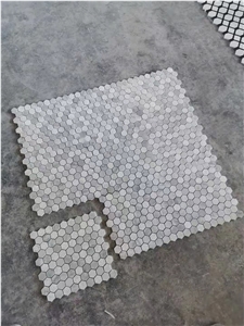 Italy Carrara Thassos Mosaic Grey And White Hexagon Mosaic