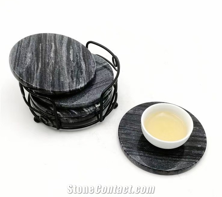 Marble Agate Stone Round Hexagon Marble Coaster Tray