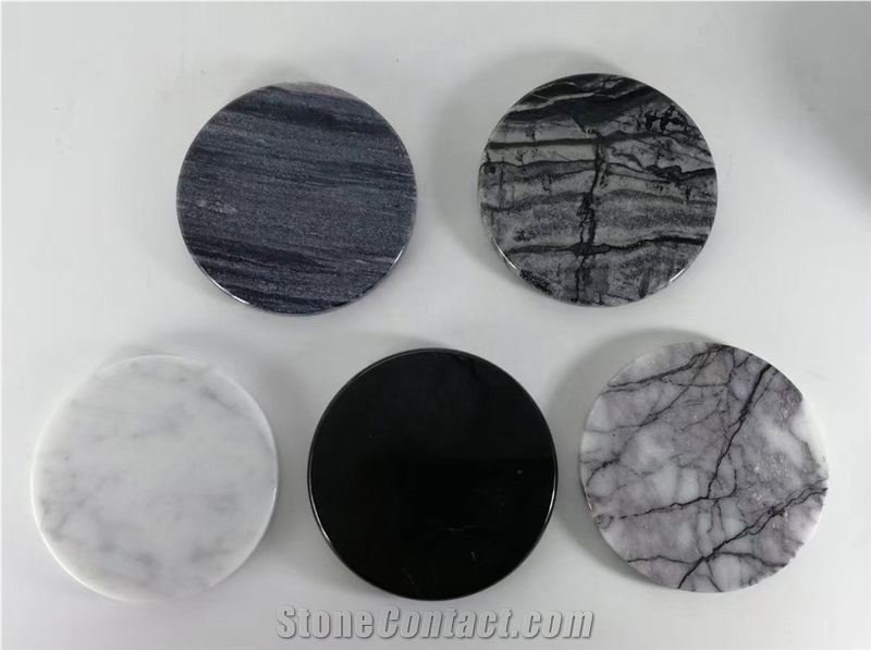 Marble Agate Stone Round Hexagon Marble Coaster Tray