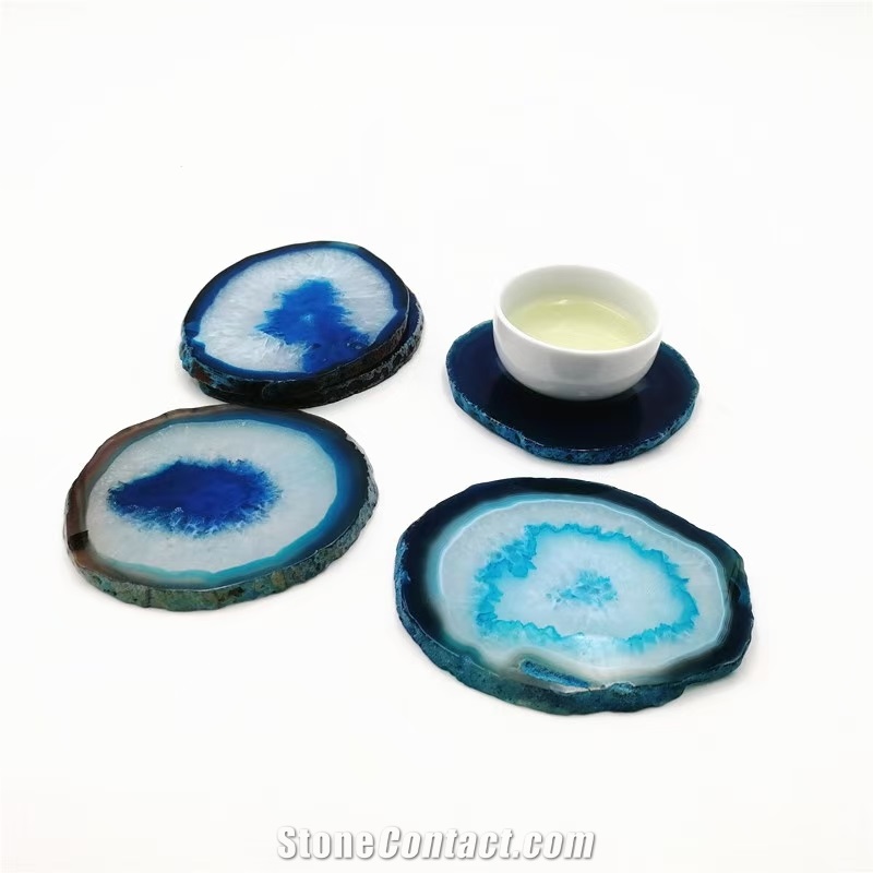 Marble Agate Stone Round Hexagon Marble Coaster Tray