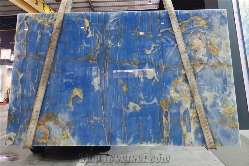 Natural Luxury Blue Onyx Slabs Ocean Blue Jade Ice Jade Onyx