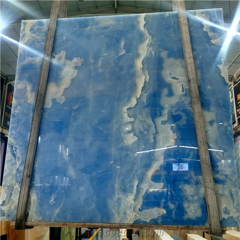 Natural Luxury Blue Onyx Slabs Ocean Blue Jade Ice Jade Onyx