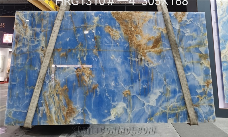 Natural Luxury Blue Onyx Slabs Ocean Blue Jade Ice Jade Onyx