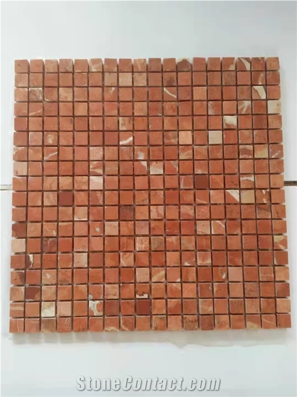 Red Marble Mosaic Tiles- Squre Mosaic Red Stone