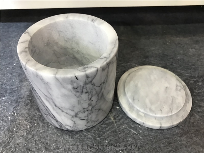 White Marble Cotton Swab Holder Stone Marble Accessories
