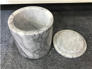 White Marble Cotton Swab Holder Stone Marble Accessories