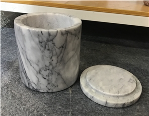 White Marble Cotton Swab Holder Stone Marble Accessories