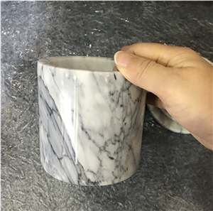 White Marble Cotton Swab Holder Stone Marble Accessories