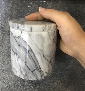 White Marble Cotton Swab Holder Stone Marble Accessories