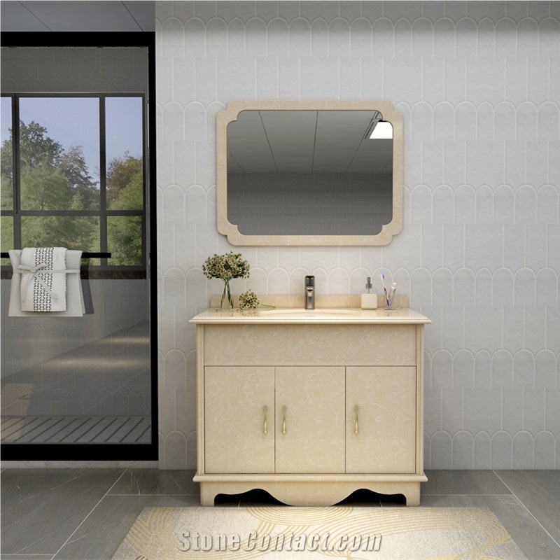 Single Hole Artificial Marble Bathroom Countertop