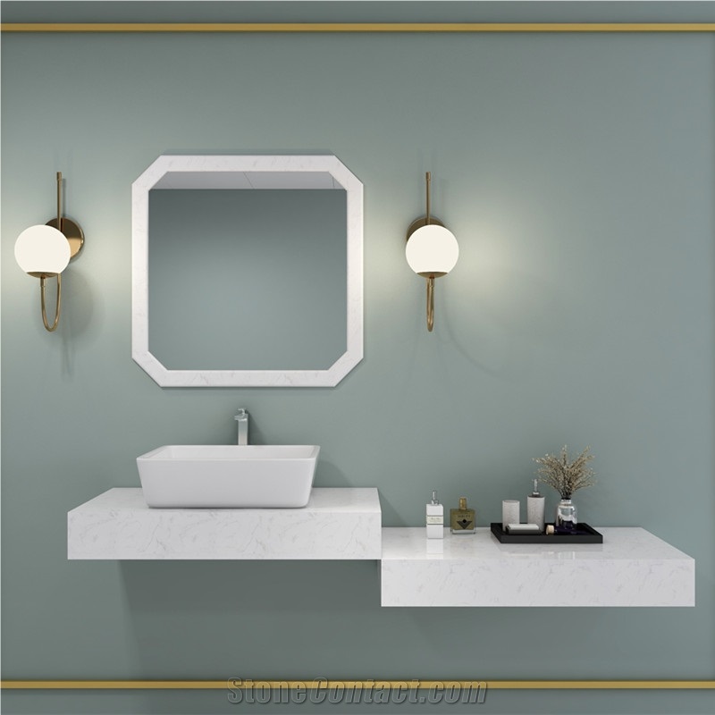 Single Hole Artificial Marble Bathroom Countertop