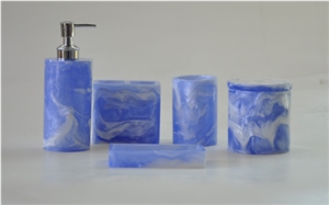 Blue Artificial Onyx Bathroom Set Bath Accessories