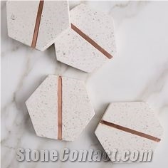 Terrazzo Handle Kitchen Accessories Coaster Plate
