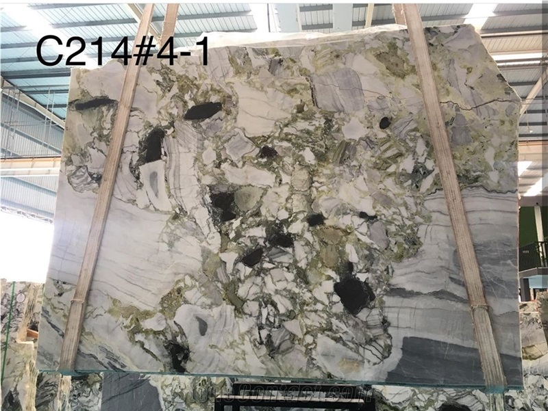 China Ice Green Jade Marble White Beauty Marble Slab