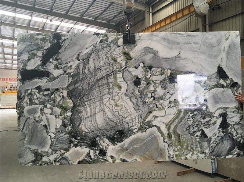 China Ice Green Jade Marble White Beauty Marble Slab