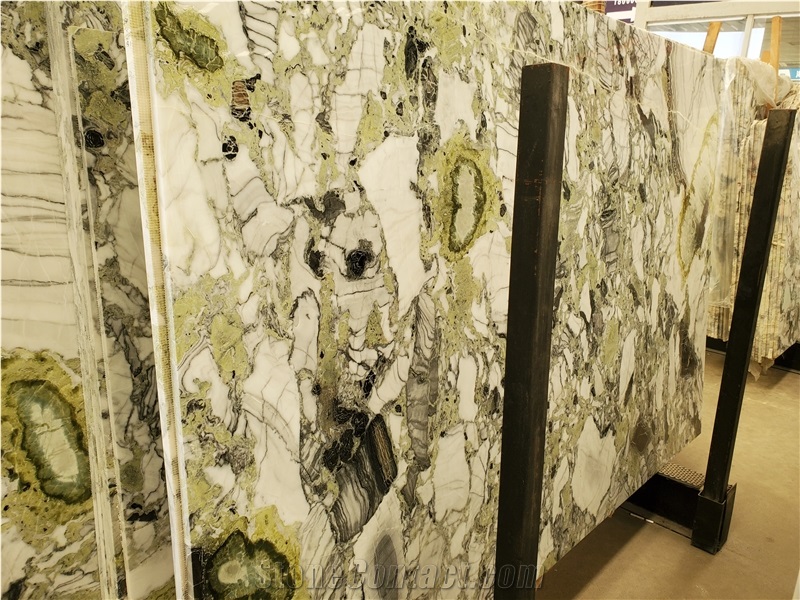 Chinese Gold Jade Green Marble High Quality Polished Slab
