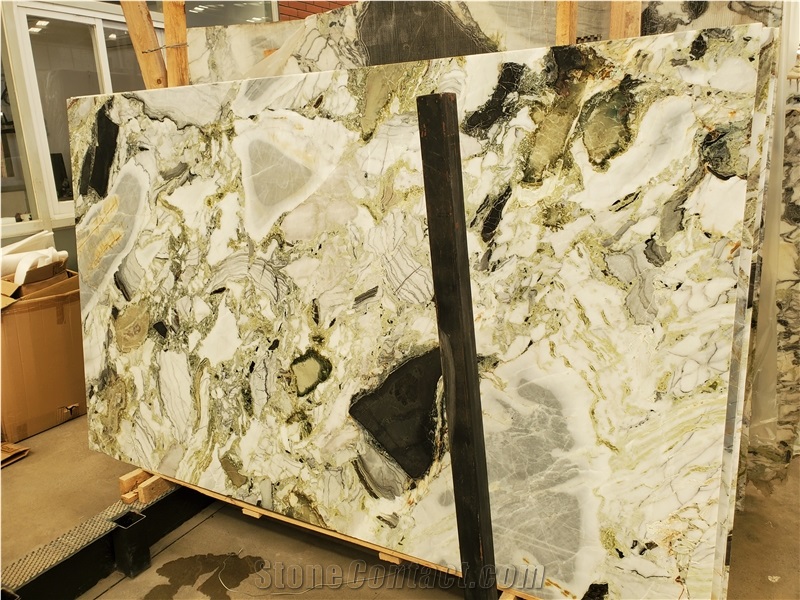 Chinese Gold Jade Green Marble High Quality Polished Slab