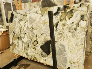Chinese Gold Jade Green Marble High Quality Polished Slab