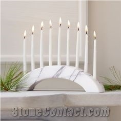 Itally Carrara White Marble Candle Jar Holder