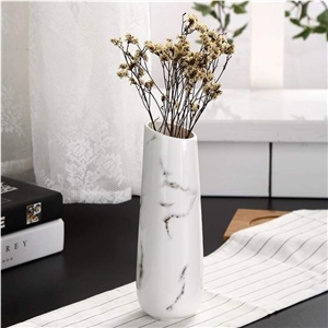 Modern Design White Marble Stone Flower Vase Interior Vase