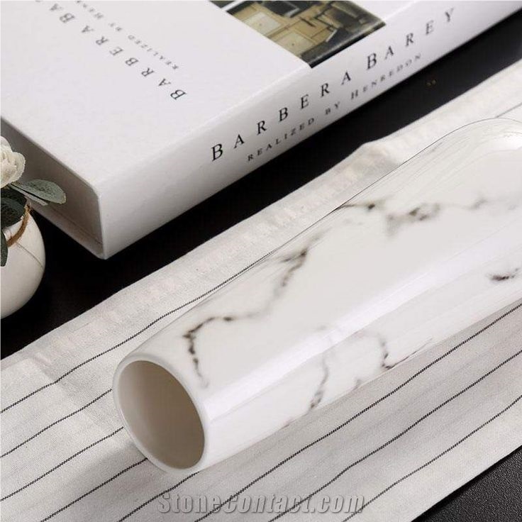 Modern Design White Marble Stone Flower Vase Interior Vase