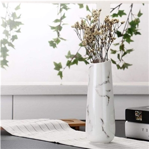 Modern Design White Marble Stone Flower Vase Interior Vase