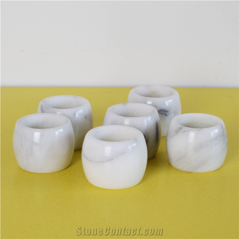 Napkin Ring White Marble For Hotel Decorative