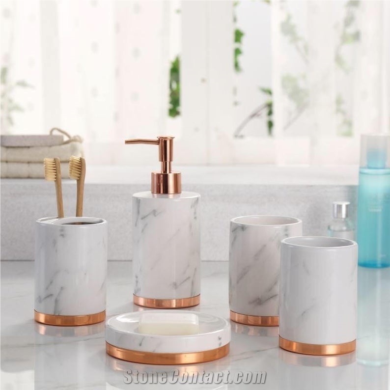 Natural Marble Design Hotel Bathroom Set Accessories
