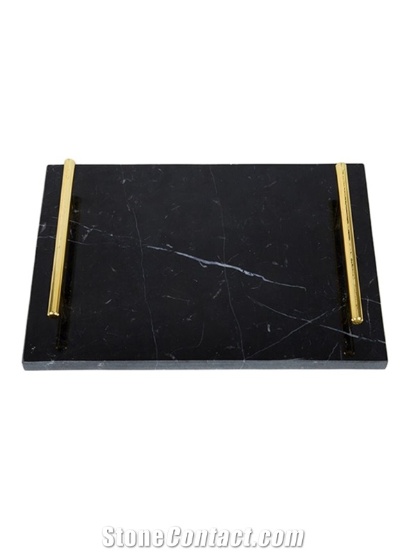 Natural Marble Tea Tray Handle Plate Kitchen Decor