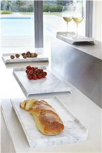 Natural White Marble New Design Tea Tray Handle Plate