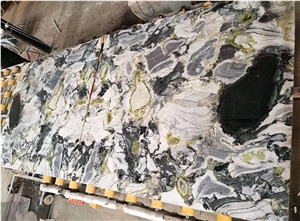 White Beauty Gold Ice Jade Green Marble Slab Wall Tile